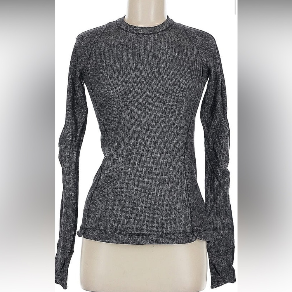 lululemon athletica grey / black herringbone swiftly - size 4